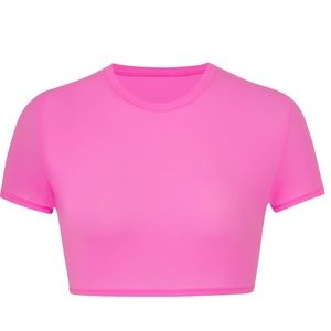 skims pink crop top